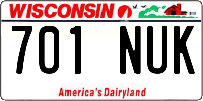 WI license plate 701NUK