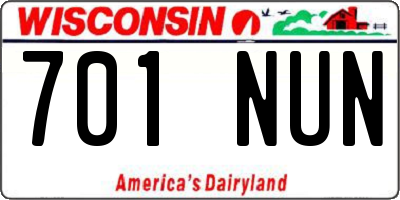 WI license plate 701NUN