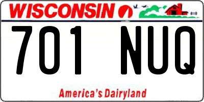 WI license plate 701NUQ