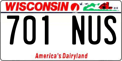 WI license plate 701NUS