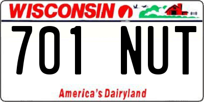 WI license plate 701NUT
