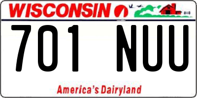 WI license plate 701NUU