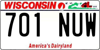 WI license plate 701NUW