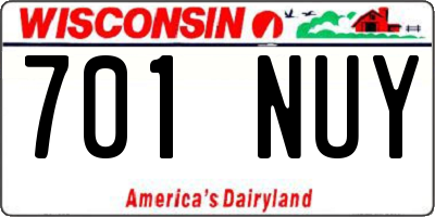 WI license plate 701NUY