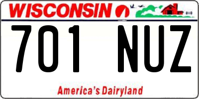 WI license plate 701NUZ