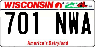 WI license plate 701NWA