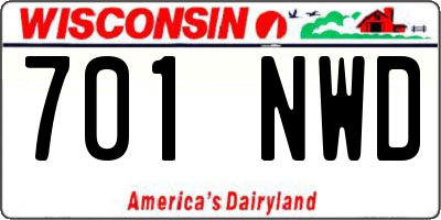 WI license plate 701NWD