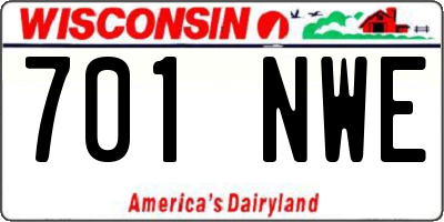WI license plate 701NWE