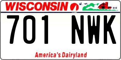 WI license plate 701NWK