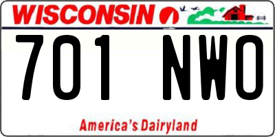 WI license plate 701NWO
