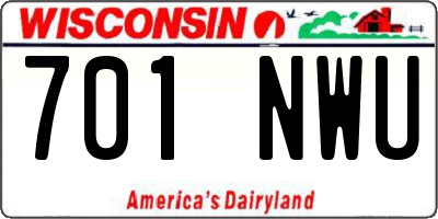 WI license plate 701NWU