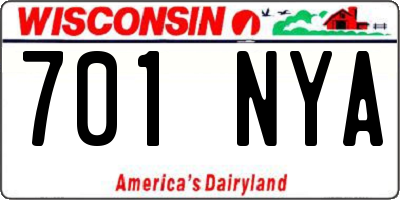 WI license plate 701NYA