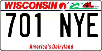 WI license plate 701NYE