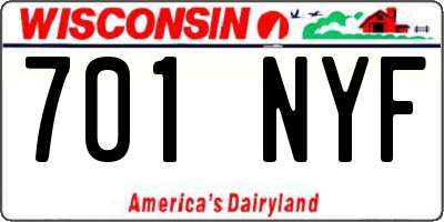WI license plate 701NYF