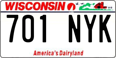 WI license plate 701NYK