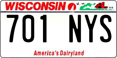 WI license plate 701NYS
