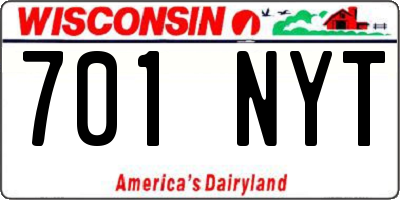 WI license plate 701NYT