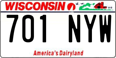 WI license plate 701NYW