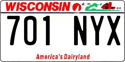 WI license plate 701NYX