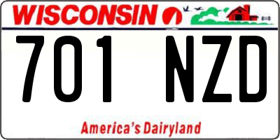 WI license plate 701NZD