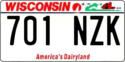 WI license plate 701NZK