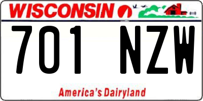 WI license plate 701NZW