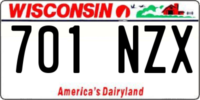 WI license plate 701NZX