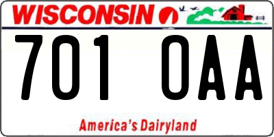 WI license plate 701OAA