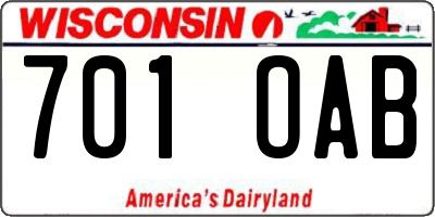 WI license plate 701OAB