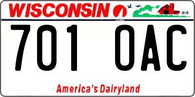 WI license plate 701OAC