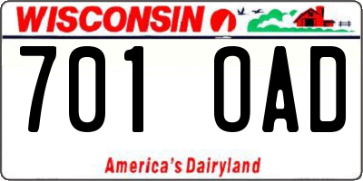 WI license plate 701OAD