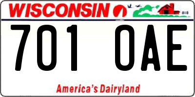 WI license plate 701OAE