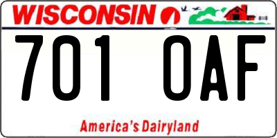 WI license plate 701OAF