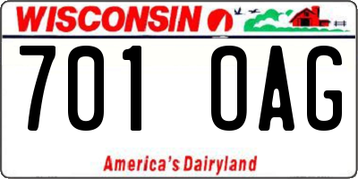 WI license plate 701OAG