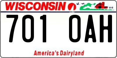 WI license plate 701OAH