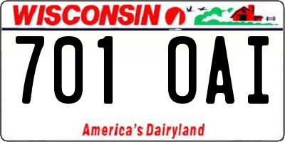 WI license plate 701OAI