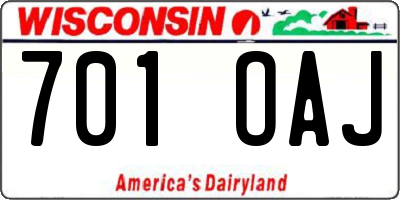 WI license plate 701OAJ