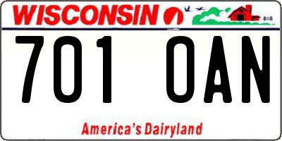 WI license plate 701OAN