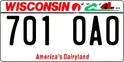 WI license plate 701OAO