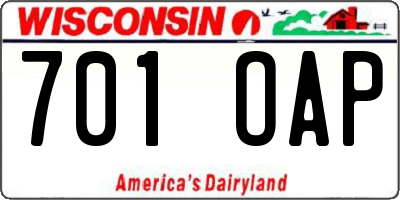 WI license plate 701OAP