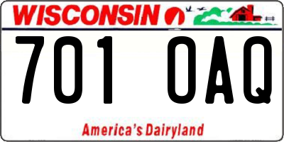 WI license plate 701OAQ