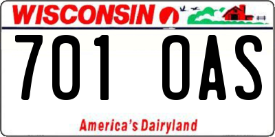 WI license plate 701OAS