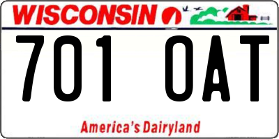 WI license plate 701OAT