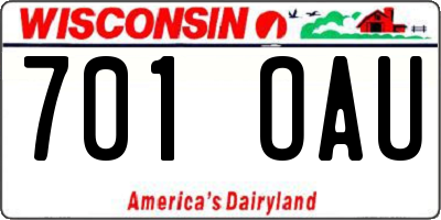 WI license plate 701OAU