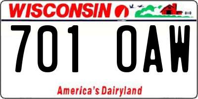 WI license plate 701OAW