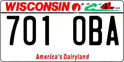 WI license plate 701OBA