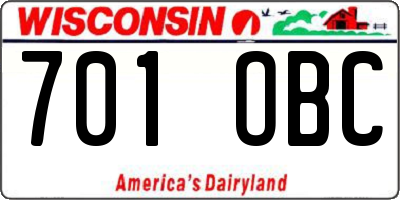 WI license plate 701OBC