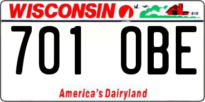 WI license plate 701OBE