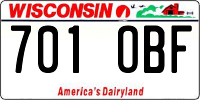WI license plate 701OBF