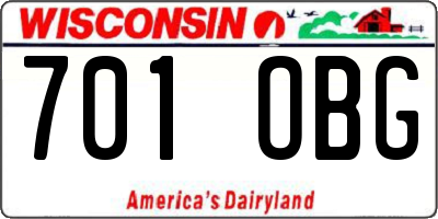 WI license plate 701OBG